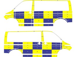 Striping VW T6 Battenburg T11500 Blau/Yellow/White