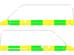 Striping VW Transporter T5 L2H2 - Half Battenburg T11500 Green/Yellow/White KIT  left   right  1 sli