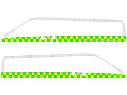 Striping Ford Transit Custom 2020 L2H1Battenburg double row blocks  side 100 mm  Green/Yellow/White