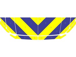 Striping Volvo V90 2018- Half Chevrons Motorhaube T11500 Blau/Gelb 15cm