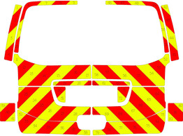 Striping Peugeot Traveller klep met raam Chevrons 10cm rood/geel