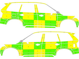 Striping Volvo XC90 2018 - Battenburg T11500 Grun / Gelb / Wei   links   rechts  - SMUR Clinique Sai