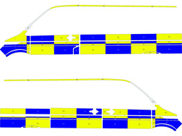 Striping VW T6.1 Half Battenburg T11500 Blau/Gelb/Weiss