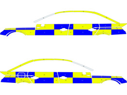 Striping Audi A4 Half Battenburg T11500 Blau/Gelb/Weiss