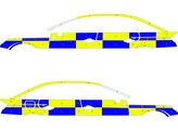 Striping Audi A4 Berline Half Battenburg 2 rijen T11500 geel/blauw/wit