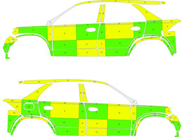 Striping Mercedes GLE 2022 - Battenburg T11500 Grun/Gelb/Wei  KIT  links   rechts  MUG/SMUR