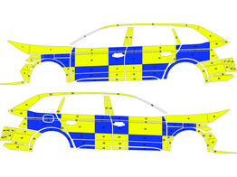 Striping Skoda Superb - Battenburg Blau/Gelb/Wei  KIT  links   rechts 