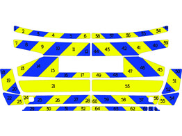 Striping Skoda Superb combi - Chevrons T11500 Blau/Gelb 10 cm