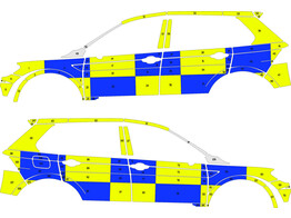 Striping VW Tiguan 2018 Schoten - Battenburg Blau/Gelb