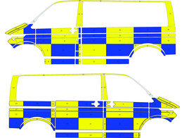 Striping VW T6.1 Battenburg T11500 Blau/Yellow/White