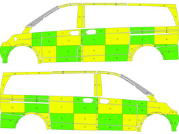 Striping Mercedes V-Class 2019 - Battenburg T11500 Green/Yellow/White  left   right  - UZ Gent