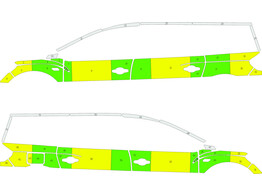 Striping Dacia Jogger - Half Battenburg Groen/Geel/Wit  links   rechts 
