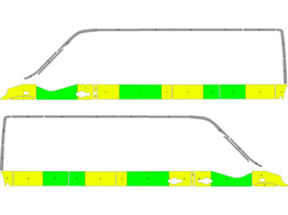 Striping Renault Master L3H2 Half Battenburg Groen/Geel/Wit  links   rechts  1 schuifdeur RK Gent