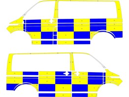Striping VW T6.1 Battenburg T11500 Blau/Yellow/White Grens