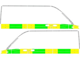 Striping Mercedes Sprinter 2018 L2H2 - Half Battenburg T11500 Grun/Gelb/Wei   links   rechts  2 Schi