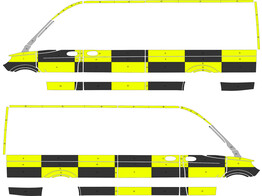 Striping Mercedes Sprinter 2019 RWD L3H2 Traffic Officer KIT Avery Prismatic Yellow / Oralite Black