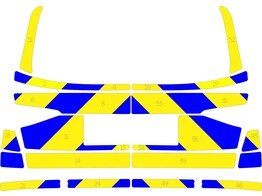Striping Skoda Kodiaq 2021 - Chevrons T11500 Bleu/Jaune 15 cm