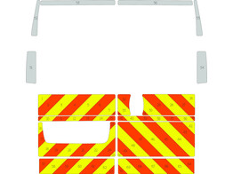 Striping Citroen Jumper/Peugeot Boxer H2 2006- Half Chevrons  onder vensters  Oranje/Geel/Wit 10 cm