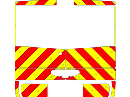 Striping Renault Trafic/Opel Vivaro 2014 H1 - Chevrons Klep Avery T11500 Rood/Geel 10 cm