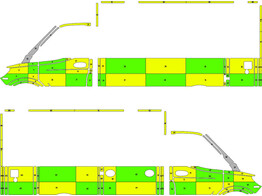 Striping Mercedes Sprinter 2020 Kastopbouw Dulmer Dinaphi Battenburg Groen/Geel/Wit  links   rechts 