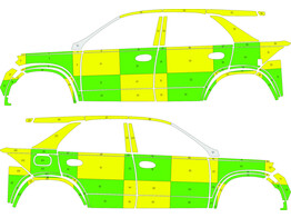 Striping Mercedes GLE 2022 - Battenburg T11500 Grun/Gelb/Wei  KIT  links   rechts  MUG/SMUR