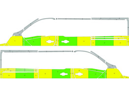 Striping Renault Trafic/Opel Vivaro 2022 L2H1 Half BB geel/groen/wit 2 schuifdeuren