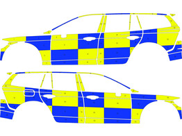 Striping Volvo V60 Cross Country 2018- Battenburg T11500 Blau/Gelb/Wei 