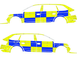 Striping Skoda Superb - Battenburg Blau/Gelb/Wei  KIT  links   rechts  PZ Grens