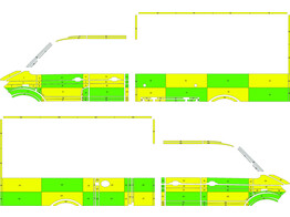 Striping MAN TGE/Dolmer Box Body Battenburg Green/Yellow/White UZ Brussel