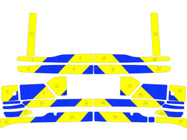 Striping Volvo V60 Cross Country 2018- Chevrons Blau/Gelb 15cm