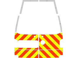 Striping Volkswagen Transporter T5 2009 H3 - Half Chevrons T11500 Orange/Yellow/White 10 cm under wi