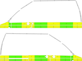 Striping VW Transporter T5 2009 L2H3 - Half Battenburg T11500 Green/Yellow/White KIT  left   right 