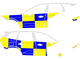 Striping Volvo XC60 - Full Battenburg Blau/Gelb/Wei  KIT  links   rechts    lokale Polizei