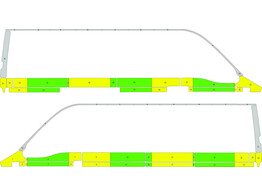 Striping Opel Movano  Oud model  L3H2 Half Battenburg Groen/Geel/Wit  links   rechts  1 schuifdeur rechts