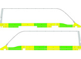 Striping Opel Movano  Oud model  L3H2 Half Battenburg Groen/Geel/Wit  links   rechts  1 schuifdeur rechts