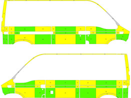 Striping Renault Master oud model Battenburg Groen/Geel/Wit  links   rechts  1 schuifdeur met stekker