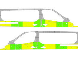 Striping Opel Vivaro/Renault Trafic L1H1 - Half Battenburg  left   right  2 sliding doors Ambuce