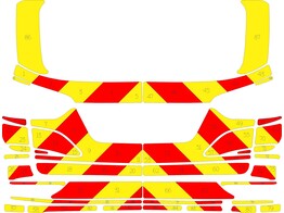 Striping Ssangyong Rexton 2022- Chevrons T7500 Rot/Gelb 13 cm Klasse III - Kofferraumdeckel unter Fe