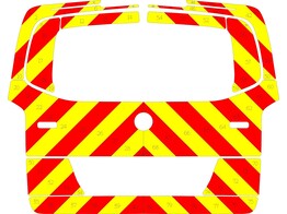 Striping Mercedes Vito 2015 - Chevrons T7500 Rot/Gelb 10 cm - mit Heckdeckel und Sichtfenster   led