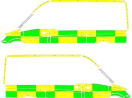 Striping Mercedes Sprinter 2013 L2H2 - Battenburg T11500 Grun/Gelb/Wei   links   rechts  1 Schiebetu