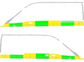 Striping Ford Transit L2H2 - Half Battenburg Green/Yellow/White  right  left  1 sliding door HVK