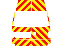 Striping Volkswagen Transporter T5 H2 - Chevrons T7500 Red/Yellow 10 cm rear doors glazed
