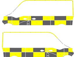 Striping Renault Master/Opel Movano L2H2 2014- Traffic Officer KIT Avery Prismatic Geel / Oralite Zwart 2 schuifdeuren