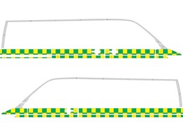 Striping VW T6.1 L1H1 NDLZ dubbele rij blokken Battenburg 1 schuifdeur rechts