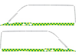 Striping Mercedes Sprinter 2013 - L2H2 NDLZ Battenburg Double Row blocks  side 100mm   2 sliding doo