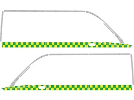 Striping Merc. Sprinter L2H2 NDLZ Battenburg Dubbele rij blokken  zijde 100mm   without sliding door