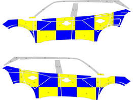 Striping Peugeot e-2008 - Battenburg NIV3 T11500 Blauw/geel/wit