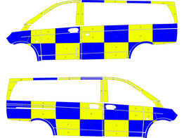 Striping Mercedes Vito 2016- L2H1 Battenburg NIV3 T11500 Geel/blauw/wit 1 schuifdeur   stekker PZ He