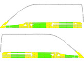 Striping Ford Transit L3H3 - Half Battenburg Groen/Geel/Wit  links   rechts  2 schuifdeuren RKV Halle