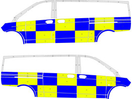 Striping Mercedes Vito L3H1 Battenburg NIV3 2 schuifdeuren